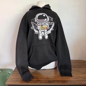 Black Hoodie with Astronaut Graphic Juniors Large